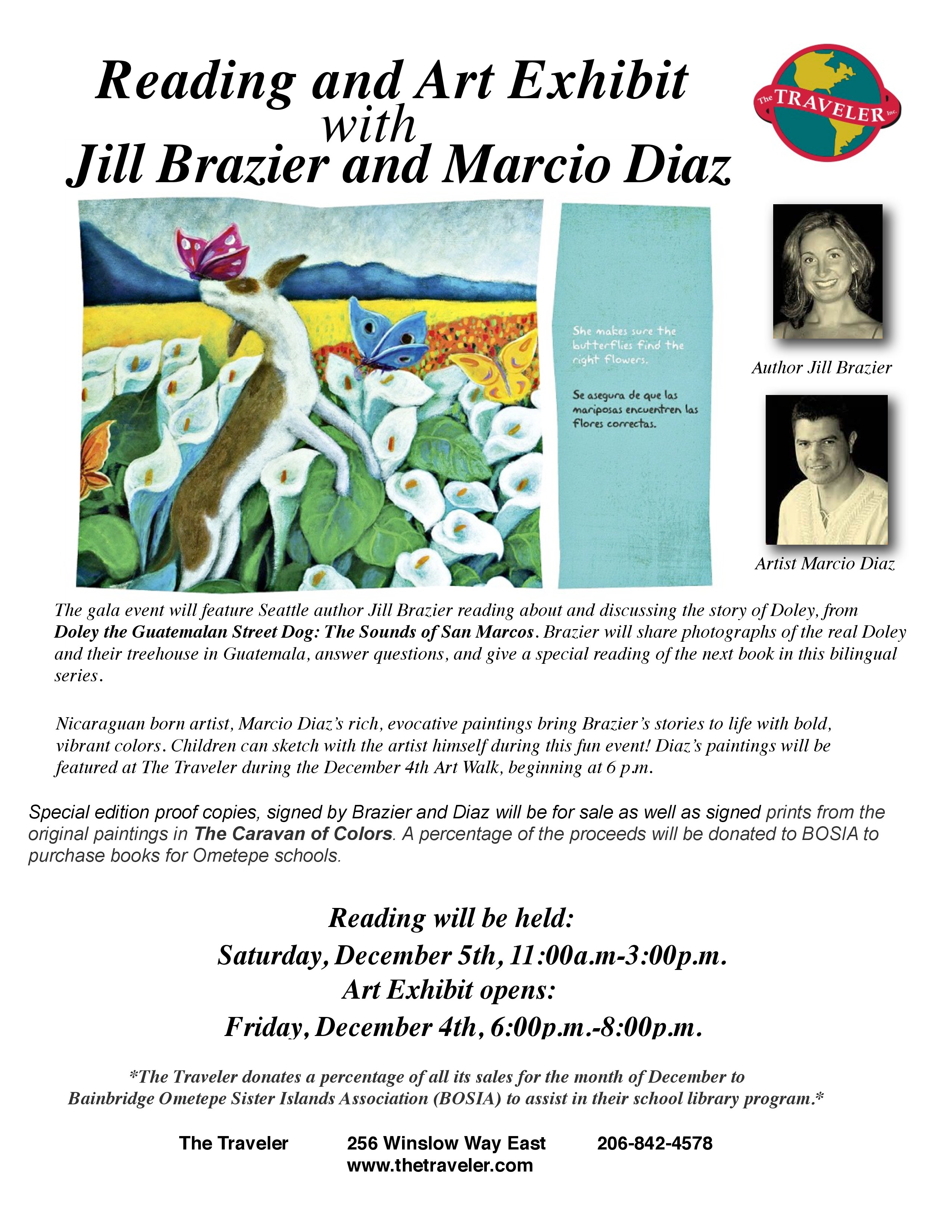 <i>Podcast: What’s Up Bainbridge: </i><br>Meet Children’s book author Jill Brazier and view Nicaraguan Art at the Traveler