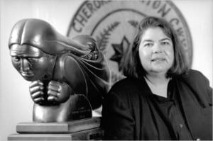 Wilma Mankiller, who died of cancer in 2010, being survived by her husband Charlie Soap and two daughters.