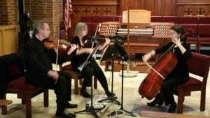 Three members of the Beau Quartet at St Barnabas. Podcast guest Steve is at left.