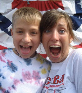 Hannah in 2007 with her camper, Roman