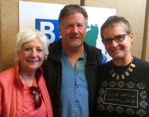Bainbridge residents who took action to care for fleeing refugees (l to r): Ellin Spenser, Andre Kamber and Alice Mendoza.