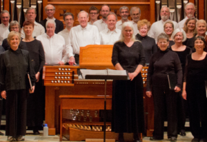 Anne Pell (to right of organ) and some members of Amabile Choir