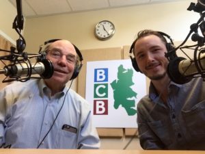 BCB host Barry Peters (left) and Festival organizer Matt Longmire yuck it up after their podcast conversation