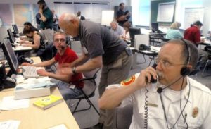 Assistant Chief Luke Carpenter of Bainbridge Island Fire Department (foreground) at a recent county-wide exercise.