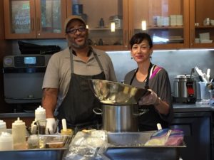 Bima Bistro Chef Melinda Lucas (R) with Catering Chef Marcielle Herring.